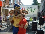 There you go, too much cheese and he's hugging the ladies! July 28th in Middle Street, Yeovil, raising money for the Wizz Kidz charity, with Lunn Polly travel agency.