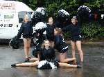 The Silhouetes finish their performance in style, despite the wet conditions.

Fete at Sydney Gardens, Yeovil, 18-Aug-2001