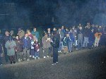 Tony Temple chats to the crowd whilst handing out the flyers.

Yeovil Carnival 2001, 03-Nov-2001