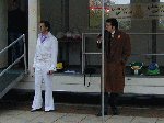 Elvis waits for his next 'victim'.

Children In Need - Quedam Yeovil, 16-Nov-2001