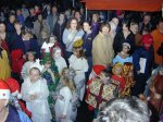 They look a bit over-dressed.  Hang on, they're here for the fancy dress competition !!!

Switching on of the Christmas lights, Crewkerne, 30-Nov-2001