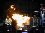 The Fire Brigade keep everyone warm with their demonstration of how not to put out a chip pan fire.

Switching on of the Christmas lights, Crewkerne, 30-Nov-2001 