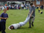 The YDR FM entry in the wheelbarrow race (apparently it handles like a shopping trolley !!!)...  Where's y'er wheel chaps ???

YDR FM Roadshow at Tall Trees School, Ilchester - Jun-2002
